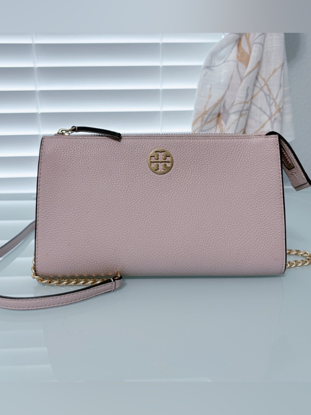 Tory Burch Blush Pink Pebbled Leather Crossbody